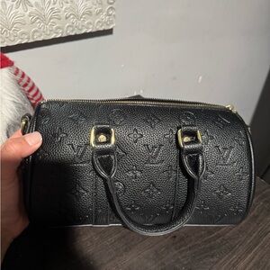 Louis Vuitton Black Monogram Satchel with Gold Accents